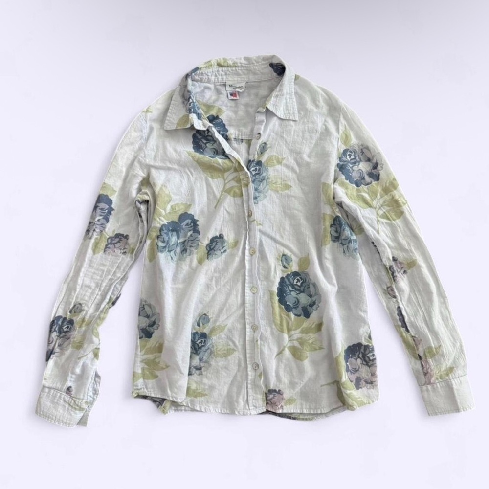 Vintage Y2K Floral Button Up Shirt Mimi Maternity USA Cotton S